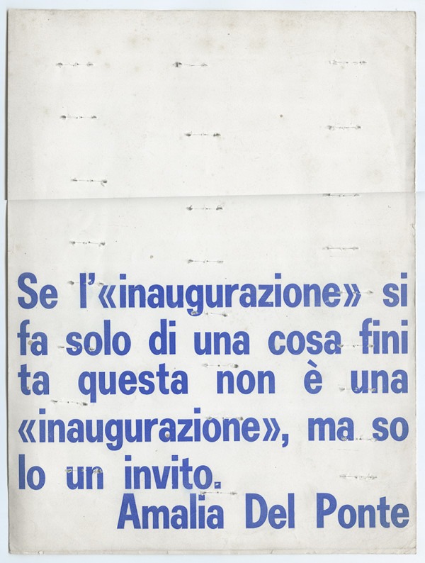 Amalia Del Ponte, Invito per l'inaugurazione, 1967