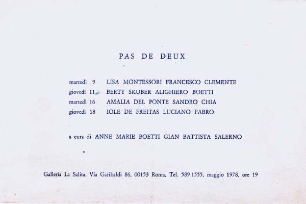 Pas de deux, invito della mostra alla Galleria La Salita, Roma (1978)